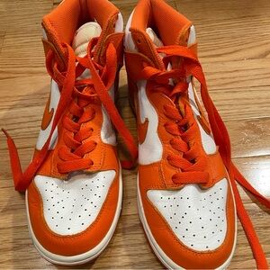 Nike High-Top Sneakers in Bright Orange and White